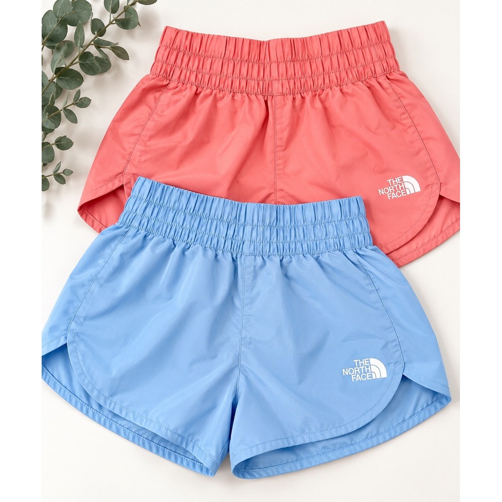 The North Face Girls Size 12 Shorts Lot 2 Blue Coral Pink Pull On Hiking